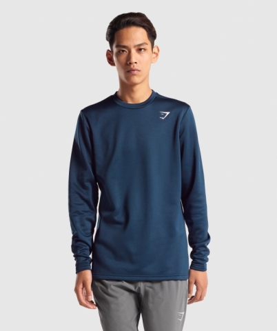 Navy Gymshark Arrival Crew Sweatshirt Men's Hoodies | US-46UWJVE