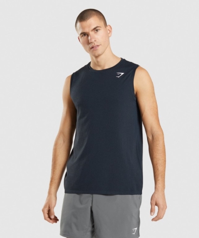 Navy Gymshark Arrival Seamless Men's Tank Tops | US-64WQMYP