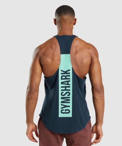 Navy Gymshark Bold Men's Tank Tops | US-60ZCJAN