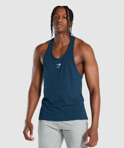 Navy Gymshark Critical 2.0 Men's Tank Tops | US-15KDSXE