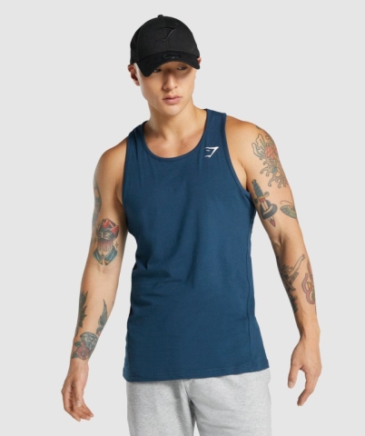 Navy Gymshark Critical 2.0 Men's Tank Tops | US-48HMNSU