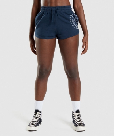 Navy Gymshark Legacy Graphic Women's Shorts | US-34QDWBM