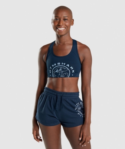 Navy Gymshark Legacy Graphic Women's Sports Bra | US-18ACOIL