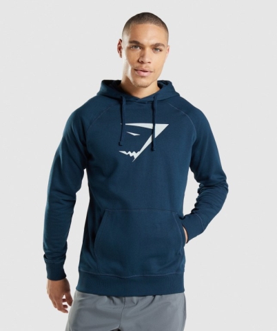 Navy Gymshark Sharkhead Infill Men's Hoodies | US-36FXPIE