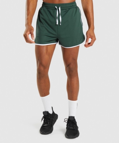 Obsidian Green / White Gymshark Recess 3" Men's Shorts | US-73ISJQK