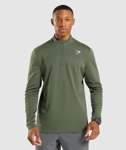 Olive Gymshark Arrival 1/4 Zip Men's Hoodies | US-08GBXYW