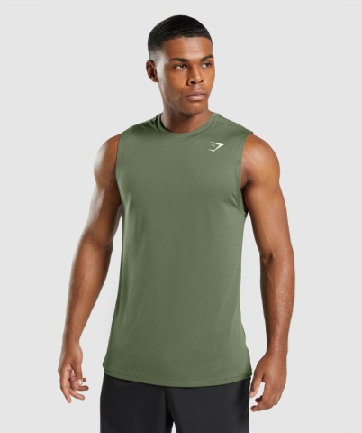 Olive Gymshark Arrival Sleeveless Men's Tank Tops | US-30VJNOM