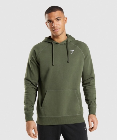 Olive Gymshark Crest Men's Hoodies | US-48JBIWG