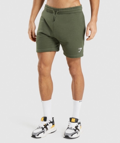 Olive Gymshark Crest Men's Shorts | US-95UVCJG