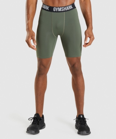 Olive Gymshark Element Baselayer Men's Shorts | US-62HAKRW