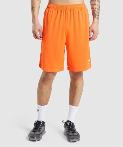 Orange Gymshark Arrival Knitted 9" Men's Shorts | US-37MQSFL