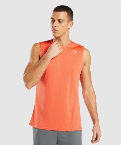 Orange Gymshark Arrival Sleeveless Men's Tank Tops | US-72IOFRK