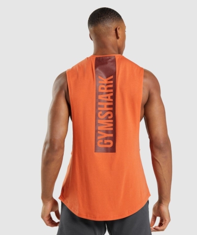 Orange Gymshark Bold Drop Arm Men's Tank Tops | US-59WZQBX