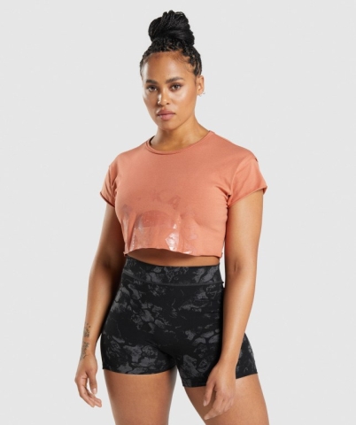 Orange Gymshark KK Fit Raw Crop Top Women's T Shirts | US-85RIUQG