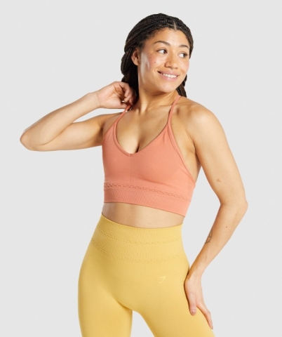 Orange Gymshark Studio Seamless Women's Sports Bra | US-01FGAQL