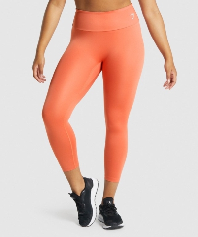 Orange Gymshark Training 7/8 High Waisted Women's Leggings | US-65KVDHE