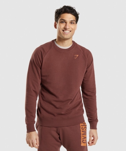 Pink Brown Gymshark Bold Crew Men's Hoodies | US-27GSXNF