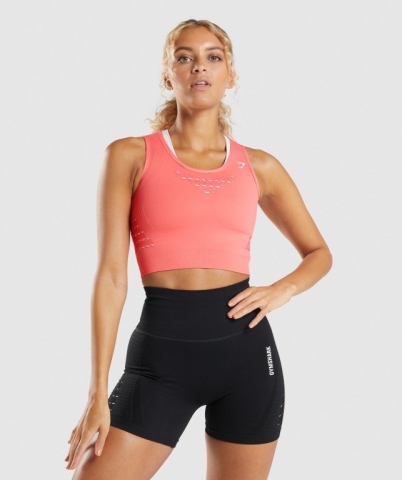 Pink Gymshark Energy Seamless Crop Top Women's Sweatshirts | US-72GUKOA