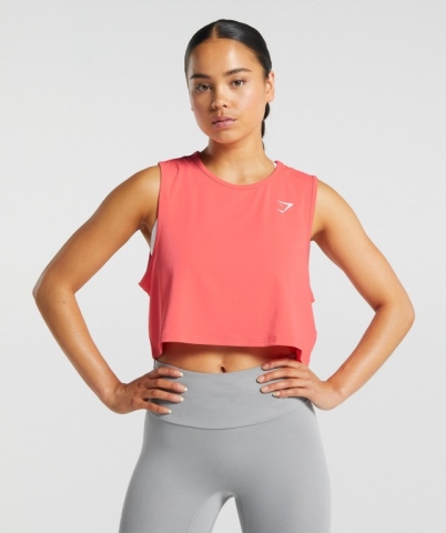 Pink Gymshark Training Crop Women's Tank Tops | US-28DOKCF