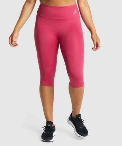 Pink Gymshark Training Cropped High Waisted Women's Leggings | US-13DALES