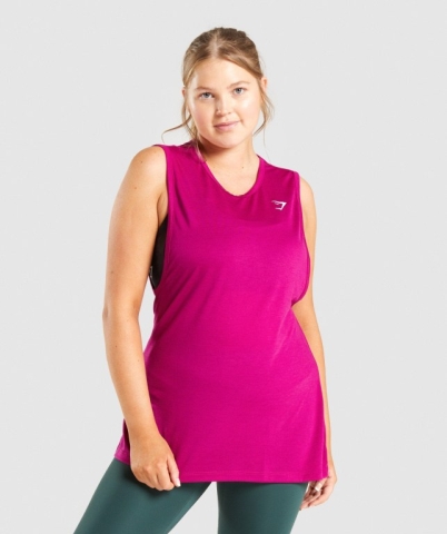 Pink Gymshark Training Drop Arm Women's Tank Tops | US-34OAFBD