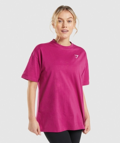 Pink Gymshark Training Oversized Women's T Shirts | US-92BGYCA