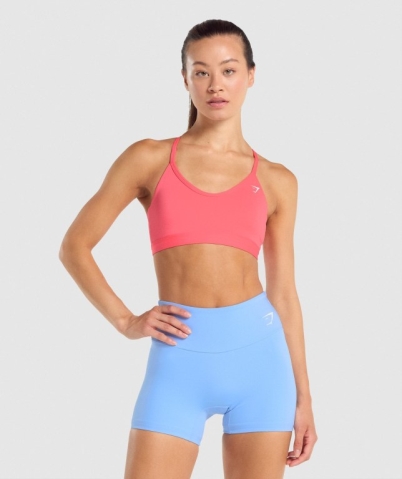 Pink Gymshark V Neck Training Women's Sports Bra | US-47LTBNV