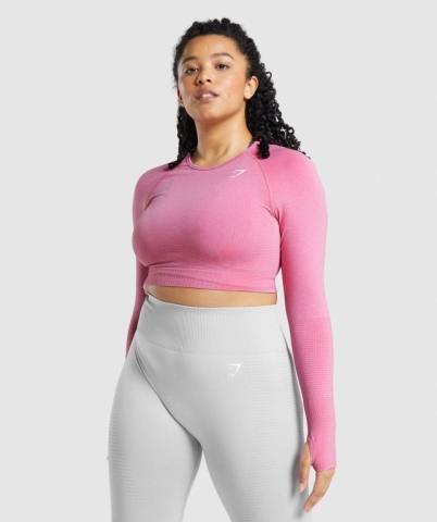 Pink Gymshark Vital Seamless 2.0 Crop Top Women's Sweatshirts | US-79IFGUE