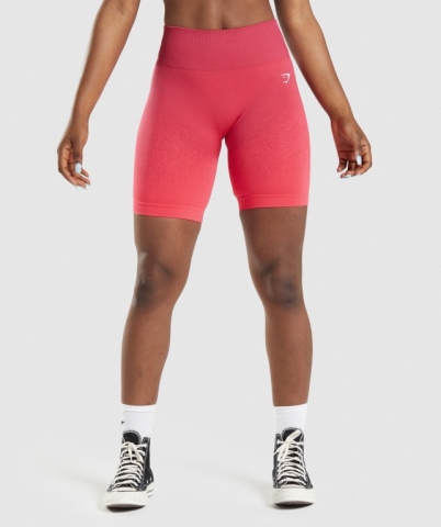 Pink / Red Gymshark Adapt Ombre Seamless Cycling Women's Shorts | US-19OTKYJ