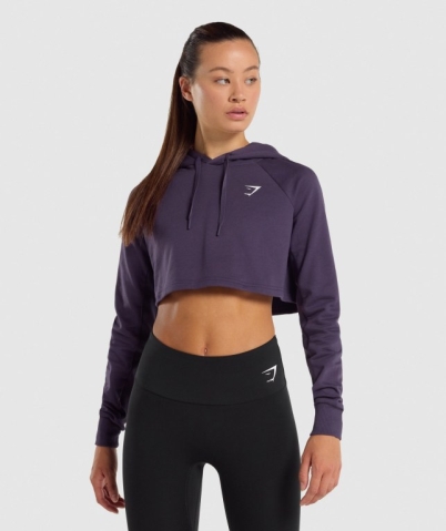 Purple Gymshark Training Cropped Women's Hoodies | US-74ACPSB