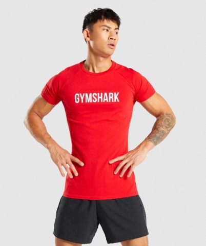 Red Gymshark Apollo Men's T Shirts | US-21SHKLD