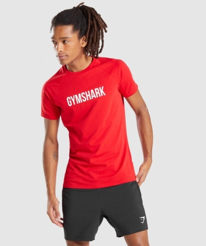 Red Gymshark Apollo Men's T Shirts | US-86HRLGU