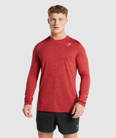 Red Gymshark Arrival Marl Men's T Shirts | US-87SJMEP