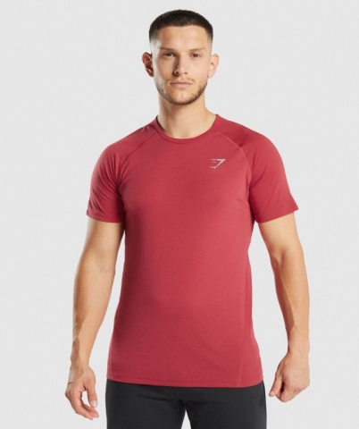 Red Gymshark Hyper Power Men's T Shirts | US-09VWFTA