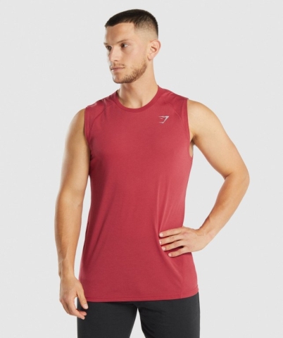 Red Gymshark Hyper Power Men's Tank Tops | US-81CXZFB