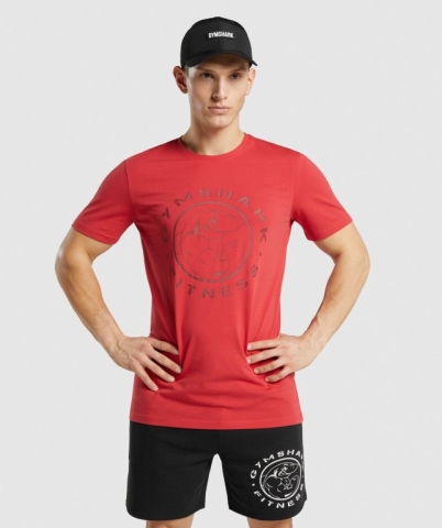 Red Gymshark Legacy Men's T Shirts | US-05QOLUV