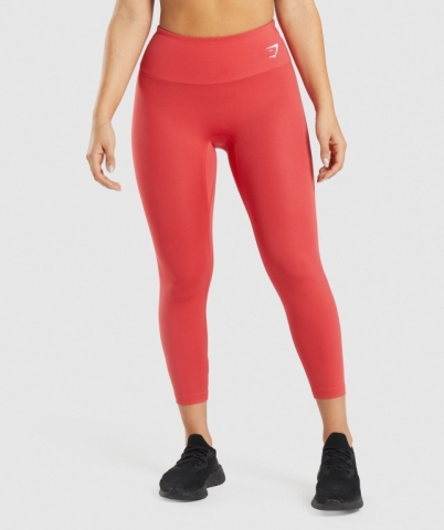 Red Gymshark Training 7/8 High Waisted Women's Leggings | US-21KDBIP