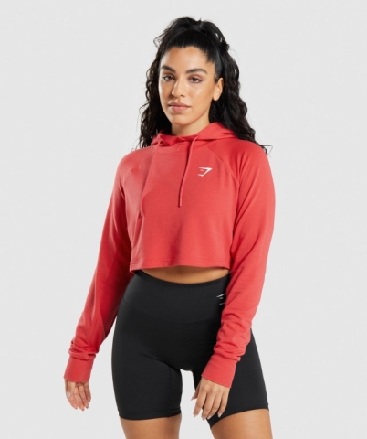 Red Gymshark Training Cropped Women's Hoodies | US-16UKICL