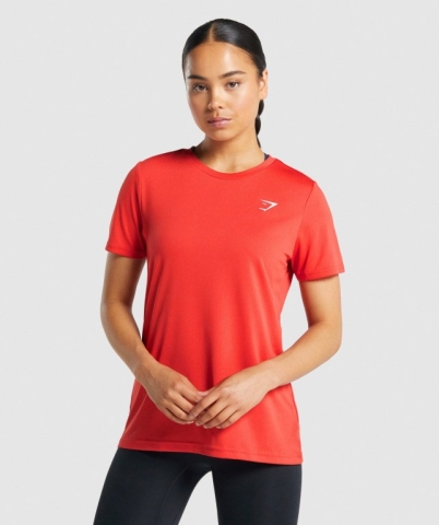 Red Gymshark Training Women's T Shirts | US-59NGCFK