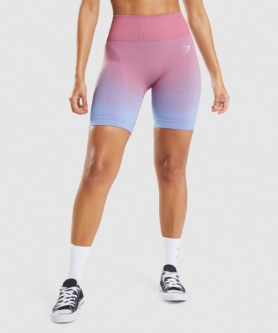 Rose Pink / Light Blue Gymshark Adapt Ombre Seamless Cycling Women's Shorts | US-08JNURK