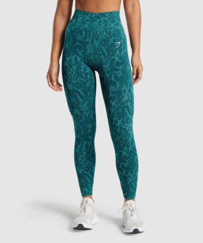 Turquoise Gymshark Adapt Animal Seamless High Waisted Women's Leggings | US-10WEFYK