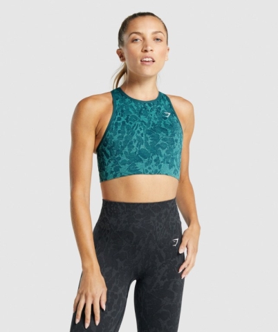 Turquoise Gymshark Adapt Animal Seamless Women's Sports Bra | US-75HATZC