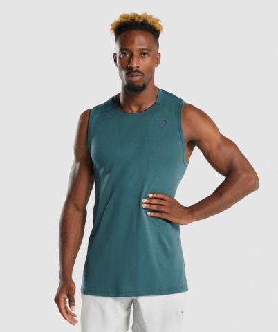 Turquoise Gymshark Apex Men's Tank Tops | US-45VUIHY