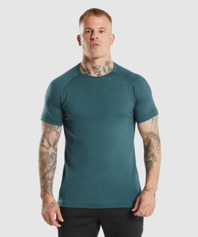 Turquoise Gymshark Apex Perform Men's T Shirts | US-90LUTZA