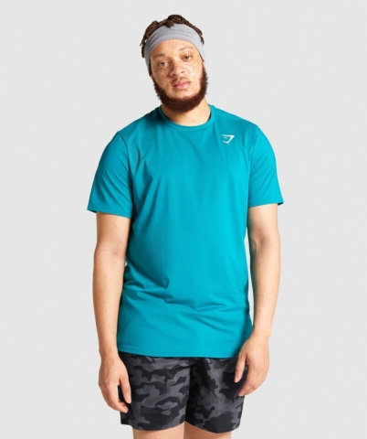 Turquoise Gymshark Arrival Men's T Shirts | US-06FYBCW