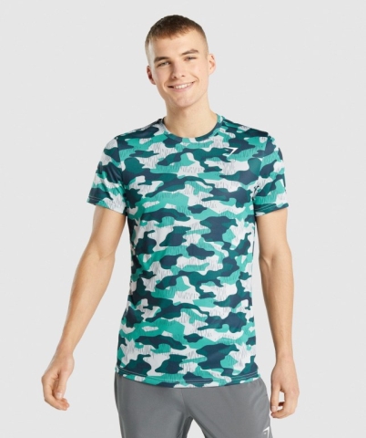 Turquoise Gymshark Arrival Men's T Shirts | US-12SZFJO