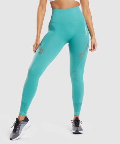 Turquoise Gymshark Energy Seamless High Waisted Women's Leggings | US-70RQUAX