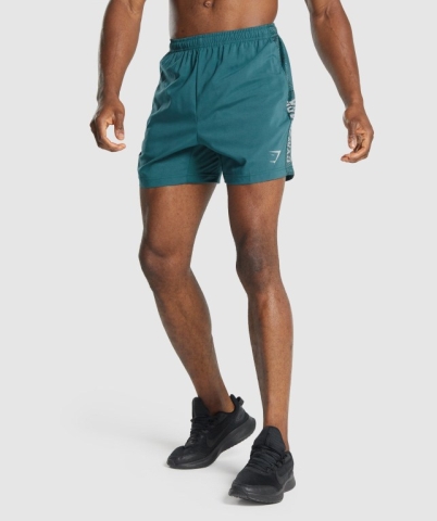 Turquoise Gymshark Graphic Sport Men's Shorts | US-83BKDPY