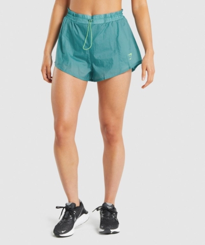 Turquoise Gymshark Pulse 2 in 1 Women's Shorts | US-46DJKVR