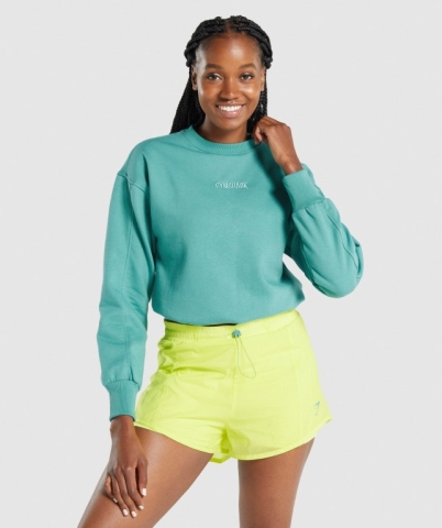 Turquoise Gymshark Pulse Women's Hoodies | US-02UKLOI